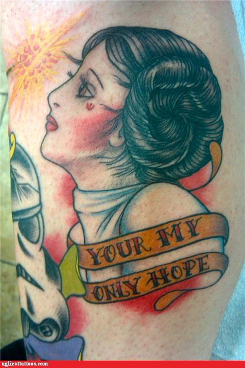 traditional princess leia tattoo - Your My Only Hope ugliesttattoos.com