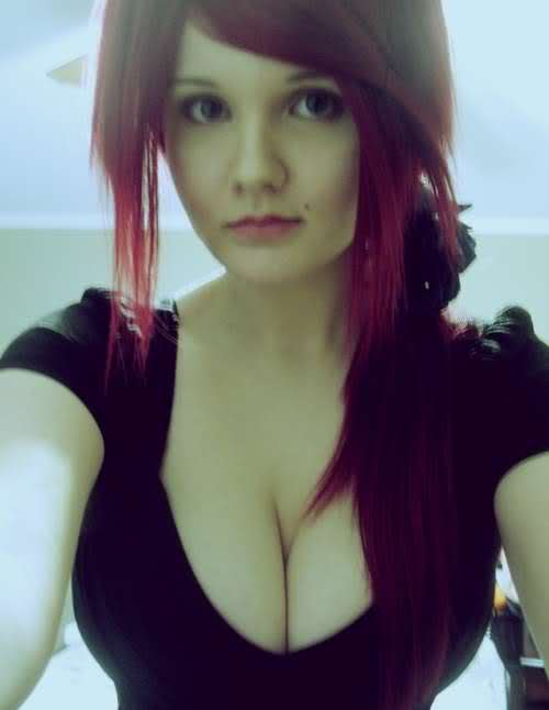 busty redhead cleavage