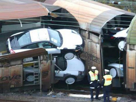 Train Full Of Porsches Crashes