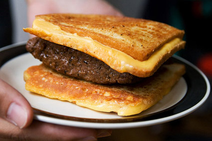 The Hamburger Fatty Melt (the buns are grilled cheese sandwiches) 
