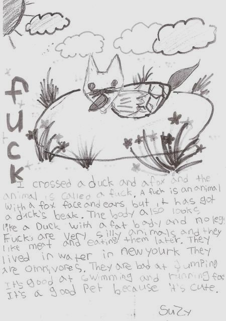 A third graders paper on a fox-duck cross breed.