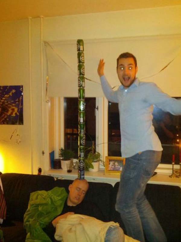 balancing things on drunk people