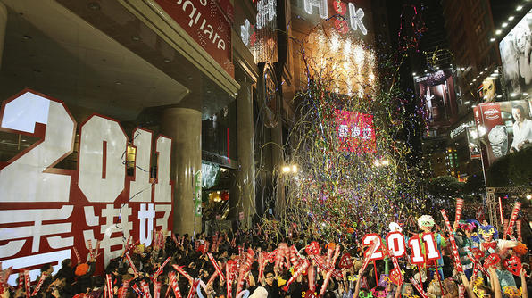 Hong KongRevellers take part in New Year celebrations in Hong Kong's Times Square.