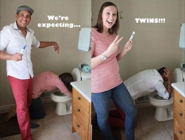 funny pregnancy announcements - We're expecting... Twins!!!