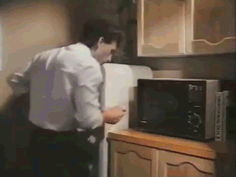 1983, Microwave Oven. Although invented much earlier it wasn't until the mid-80s that they were available widely and cheaply enough for the common household to have. This GIF is for Toshiba's "EasyWaves," cooks raw chicken in seconds!