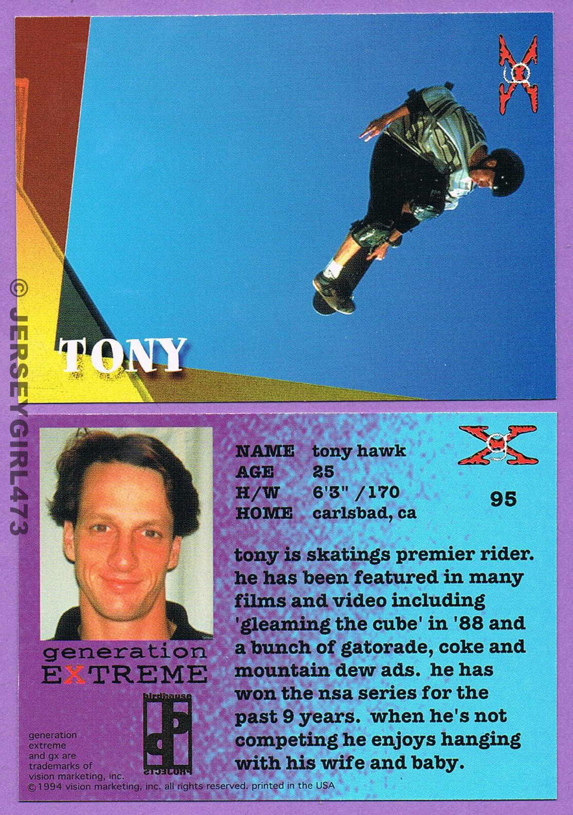 Tony Hawk Generation Extreme Skateboarding Card - 1994.