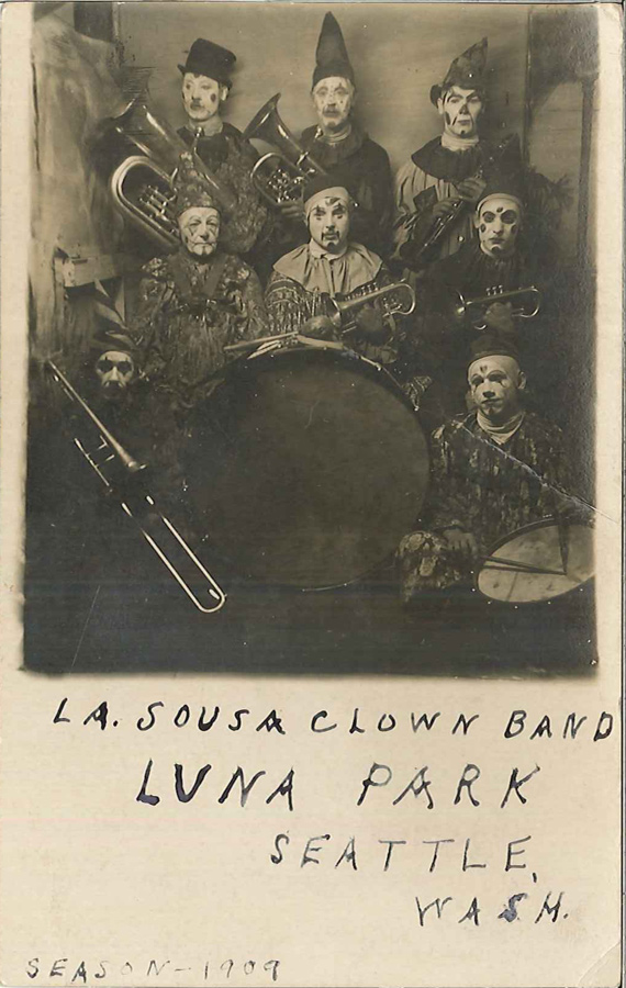 luna park clowns 1909 - La. SousacLOWN Band Luna Park Seattle Wash. Season 1909