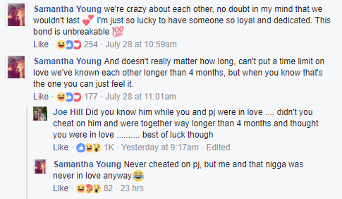 Someone decided to bring up the story of her cheating on her ex...