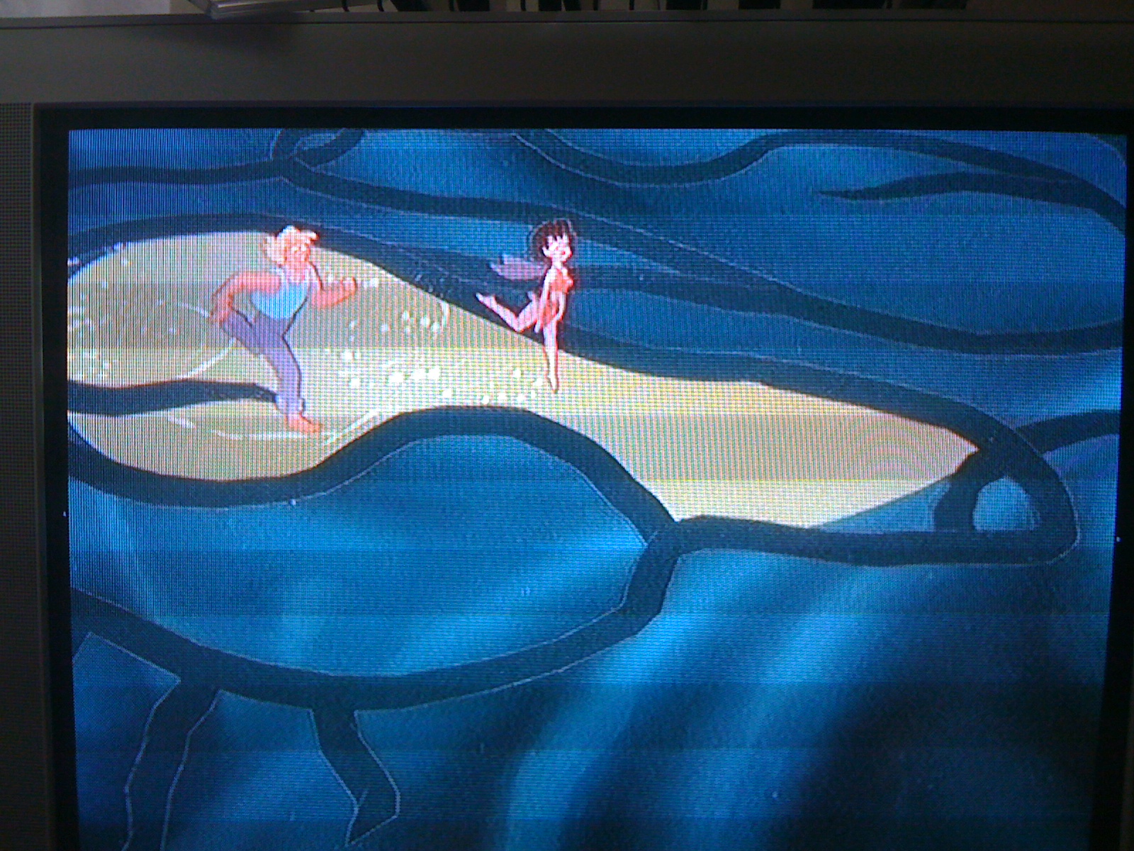 a paused screen shot of the movie Fern Gully. Theres a clear subliminal penis in the background.
