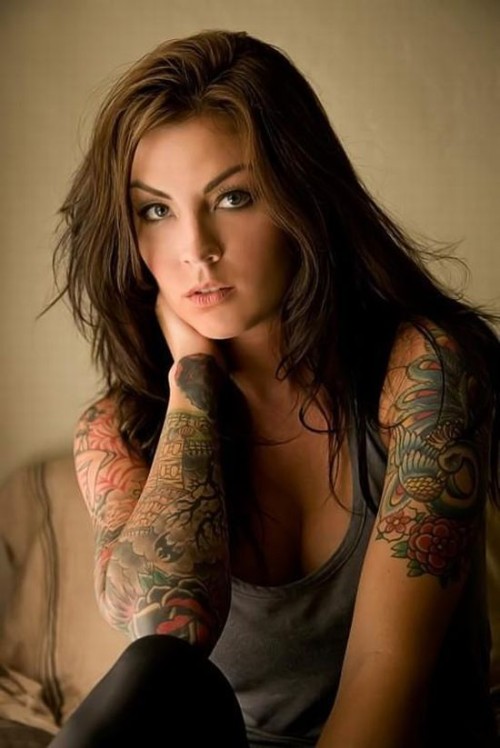 very gorgeous woman with sleeves.