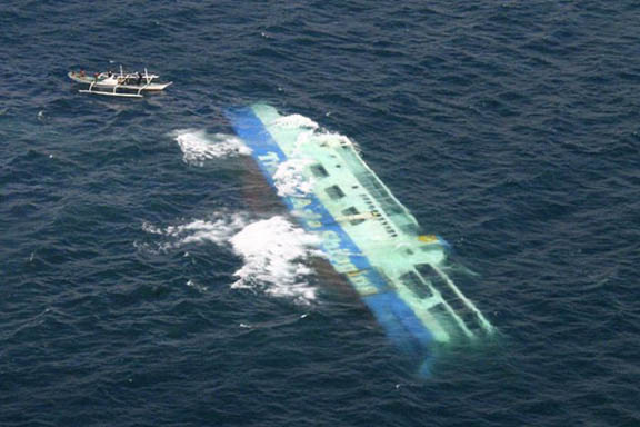 Aerial View Of Sinking Ship