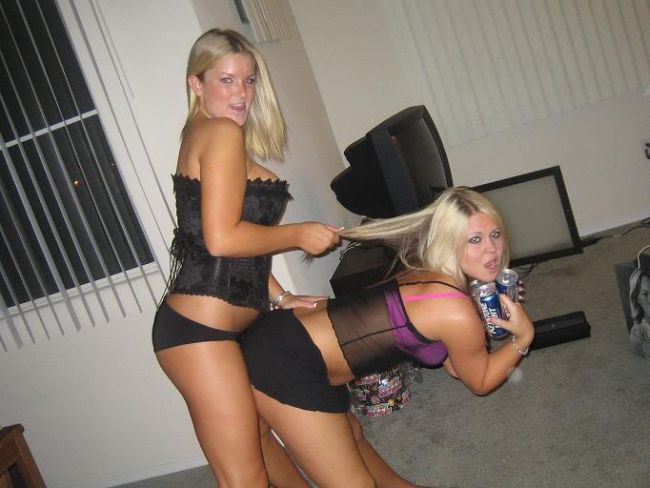 Humping her friend while she makes out with beer cans
