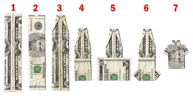How to fold a dollar into a tee shirt