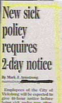 funny newspaper headlines - New sick policy requires 2day notice Tapas City Tehrande Sefire