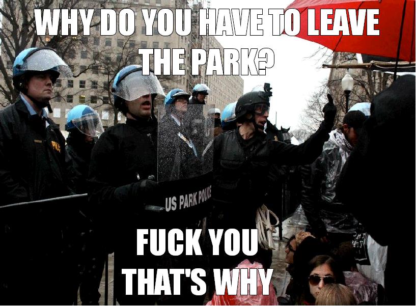 This US park Police officer was being extremely unprofessional when he was threatening protesters at the Occupy DC eviction.