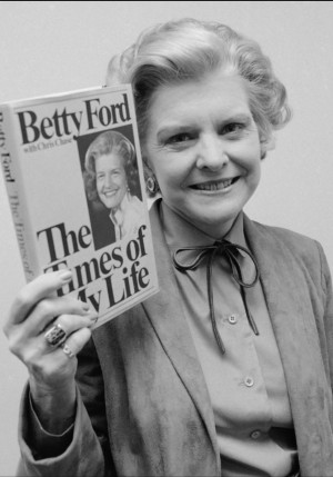 Elizabeth Ann Bloomer Warren Ford (April 8, 1918 – July 8, 2011), better known as Betty Ford, was First Lady of the United States from 1974 to 1977 during the presidency of her husband Gerald Ford. As First Lady, she was active in social policy and created precedents as a politically active presidential wife.