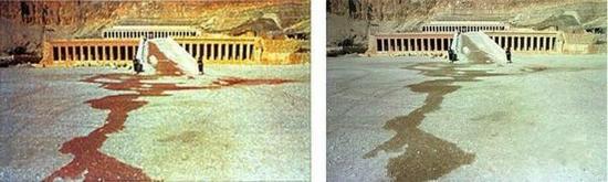 1997: After the execution of 58 tourists in the temple of Hatshepsut in Egypt. The Swiss tabloid Blick made it look like it was blood pouring from the temple. In fact it was jus water.