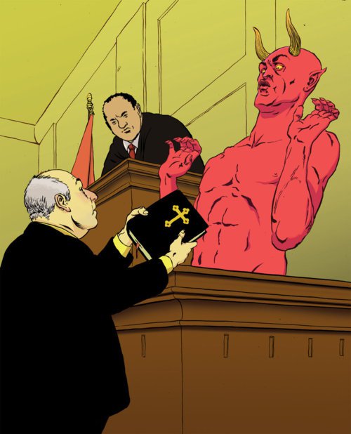 Satan taking oath