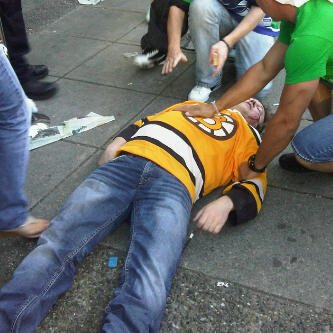 what moron would wear a bruins jersey at a riot?
