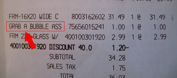 Funny receipts from stores