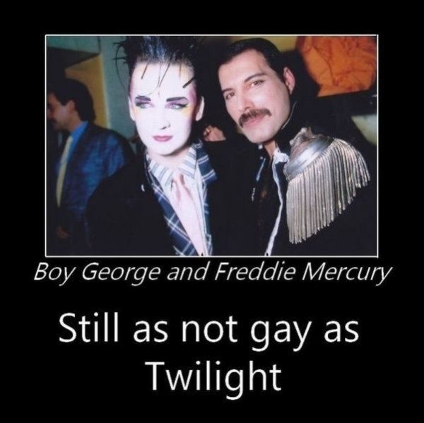 boy george and freddie mercury - Boy George and Freddie Mercury Still as not gay as Twilight