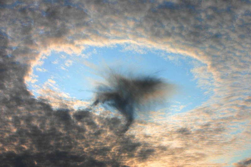A fallstreak hole, also known as a hole punch cloud, punch hole cloud, canal cloud or cloud hole.