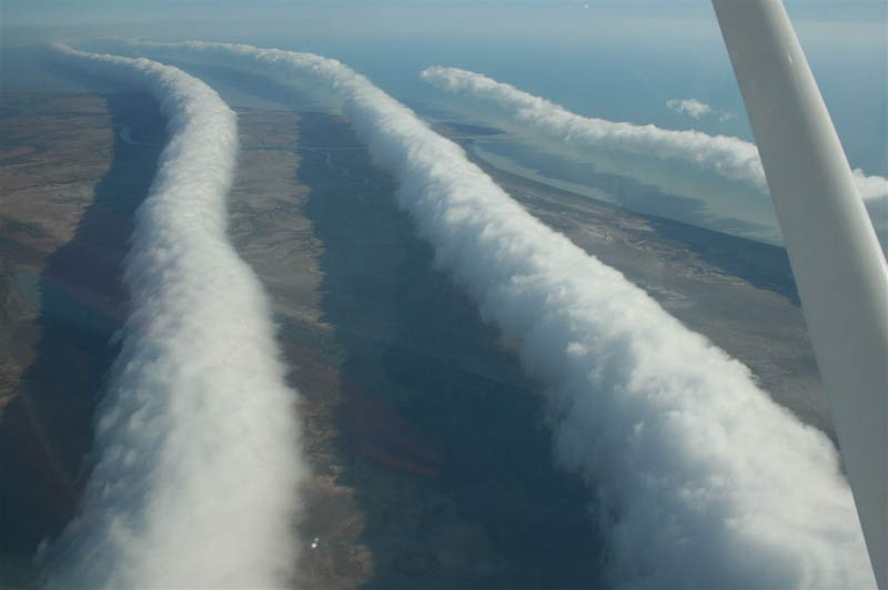 Morning Glory Clouds: A rare meteorological phenomenon occasionally observed in different locations around the world.