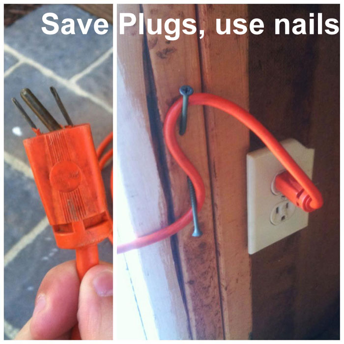 worst life hacks ever - Save Plugs, use nails