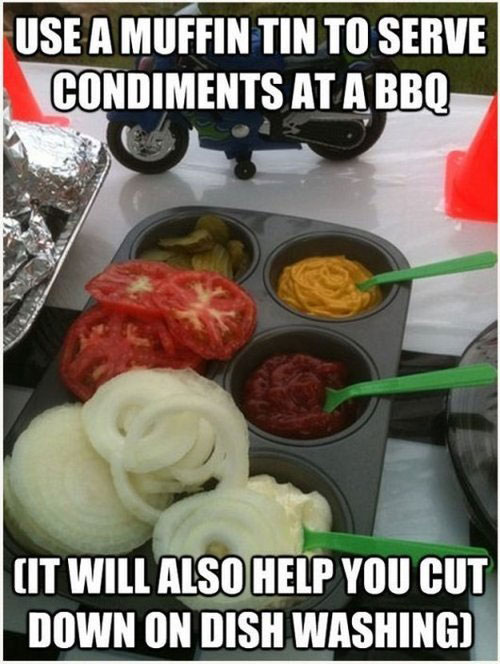 muffin tin for condiments - Use A Muffin Tin To Serve Condiments At A Bbq Cit Will Also Help You Cut Down On Dish Washing