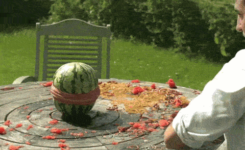 Elastic bands vs watermelon
