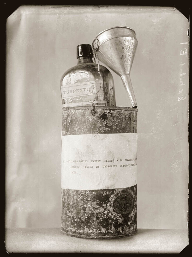 Bucket, turpentine bottle and funnel, 1919