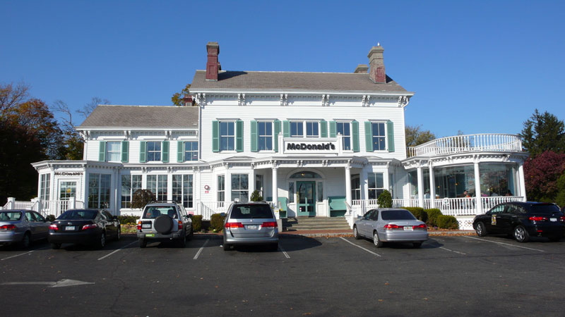 White Colonial Mansion McDonalds in New Hyde Park, New York, USA