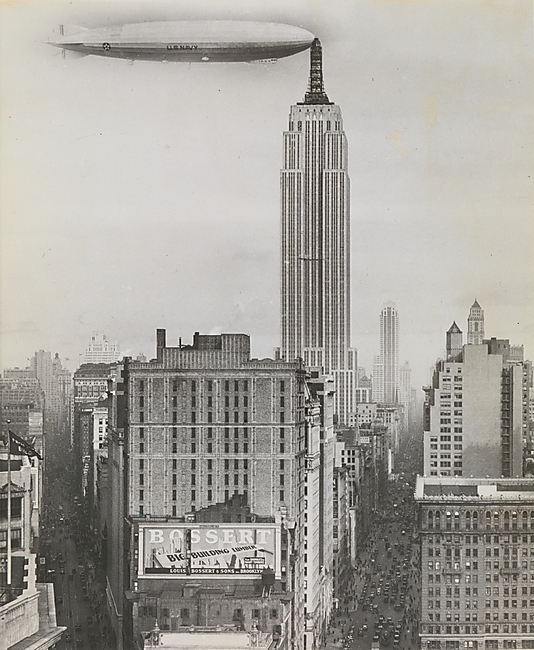 vintage [dirigible docked on empire state building, new york]