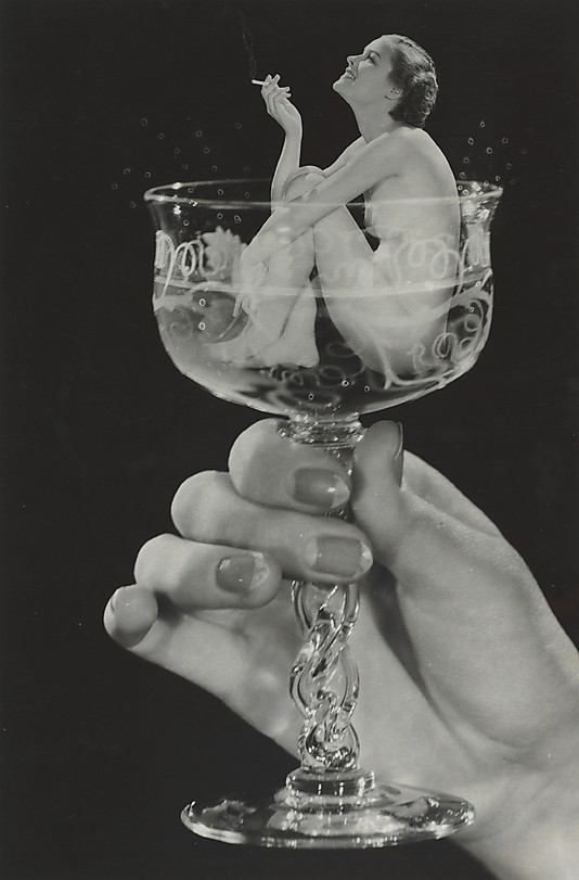 vintage woman in champagne glass - 09