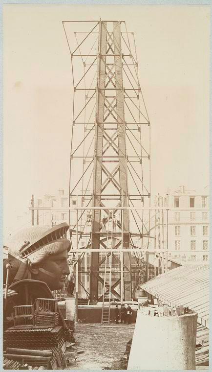 Scaffolding for the assemblage of the Statue of Liberty