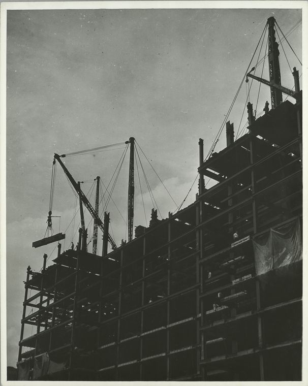 Cranes hoisting steel