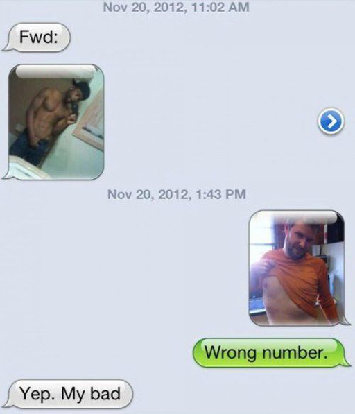 wrong number text - , Fwd , Wrong number. Yep. My bad