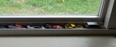 matchbox cars and window track