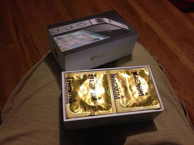 condoms and iphone box