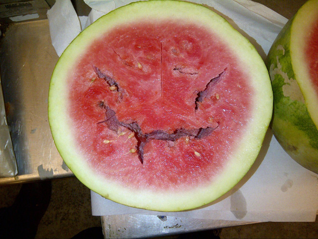 You cut open a watermelon and a demon smiles back at you.
