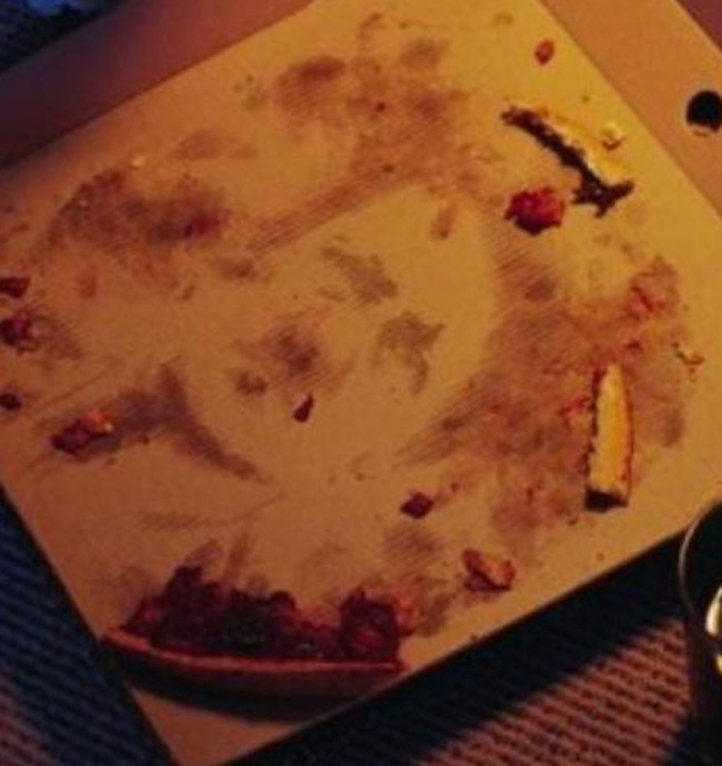 The grease stain in your pizza box uncannily resembles Adolf Hitler.