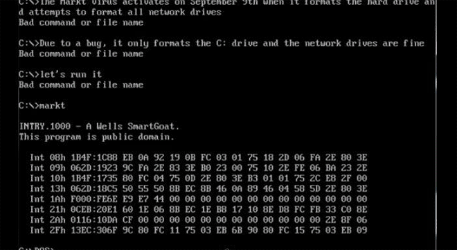 Markt DOS Virus looks scary--and it is: it formats your entire C drive.