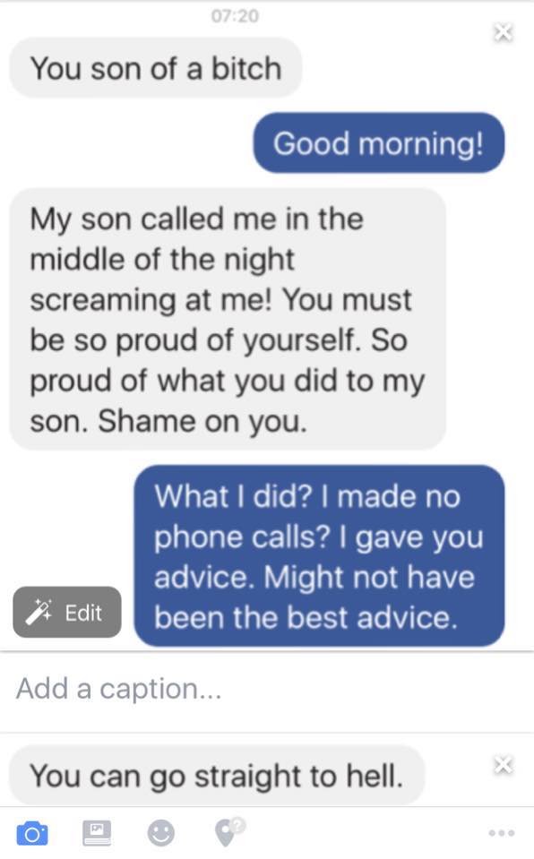 mom son imgur - You son of a bitch Good morning! My son called me in the middle of the night screaming at me! You must be so proud of yourself. So proud of what you did to my son. Shame on you. What I did? I made no phone calls? I gave you advice. Might n