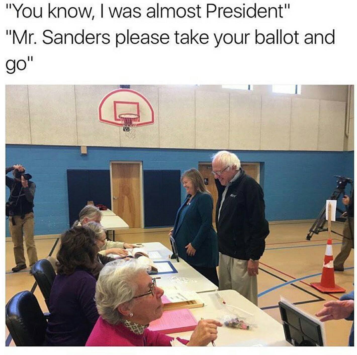 Bernie Sanders - "You know, I was almost President" "Mr. Sanders please take your ballot and go"
