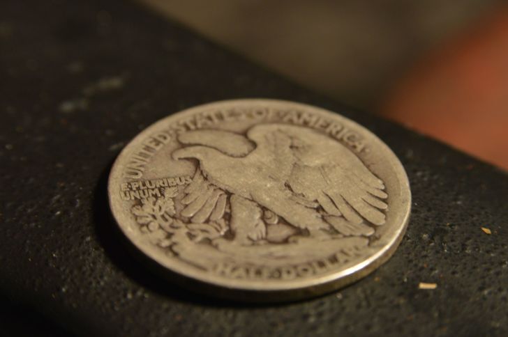 Step 1: Get a coin. This one is a Walking Liberty. Made from 90% silver.