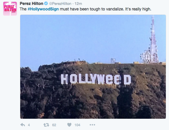 Impressive Prankster Changed Hollywood Sign To Read: Hollyweed