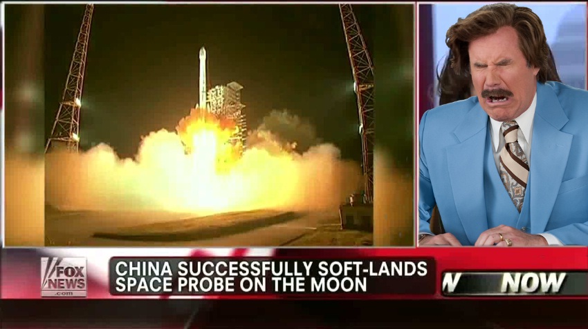 Ron Burgundy is upset over Chinese moon landing.