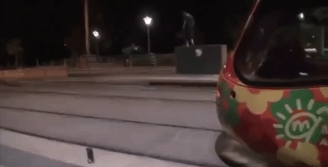 people are awesome gif hitting can with car exhaust