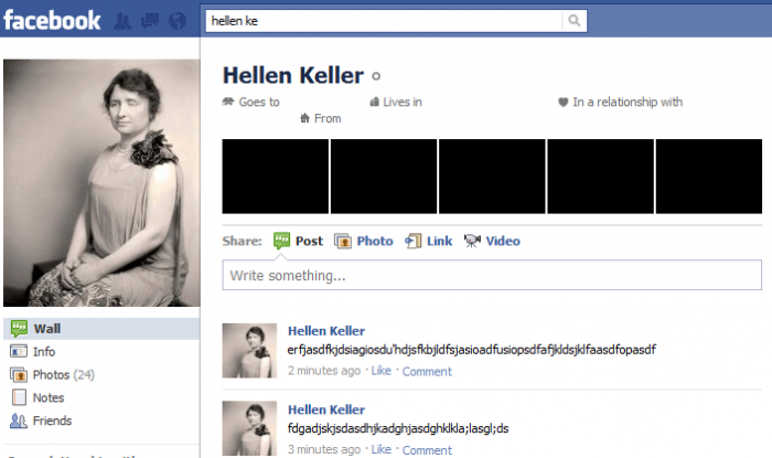 Helen Kellers Facebook page