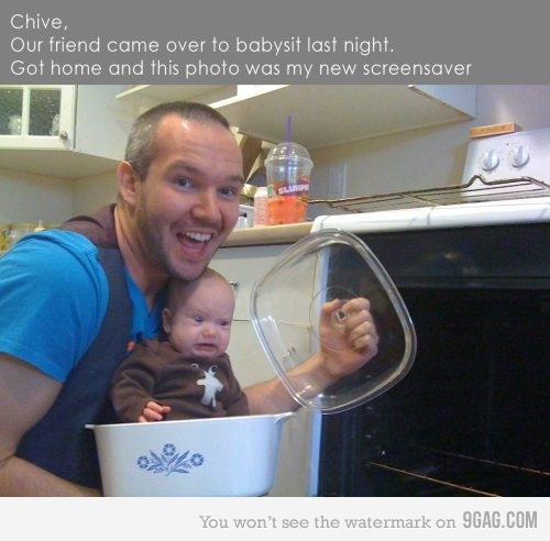 random pic funny babysitter - Chive, Our friend came over to babysit last night. Got home and this photo was my new screensaver You won't see the watermark on 9GAG.Com